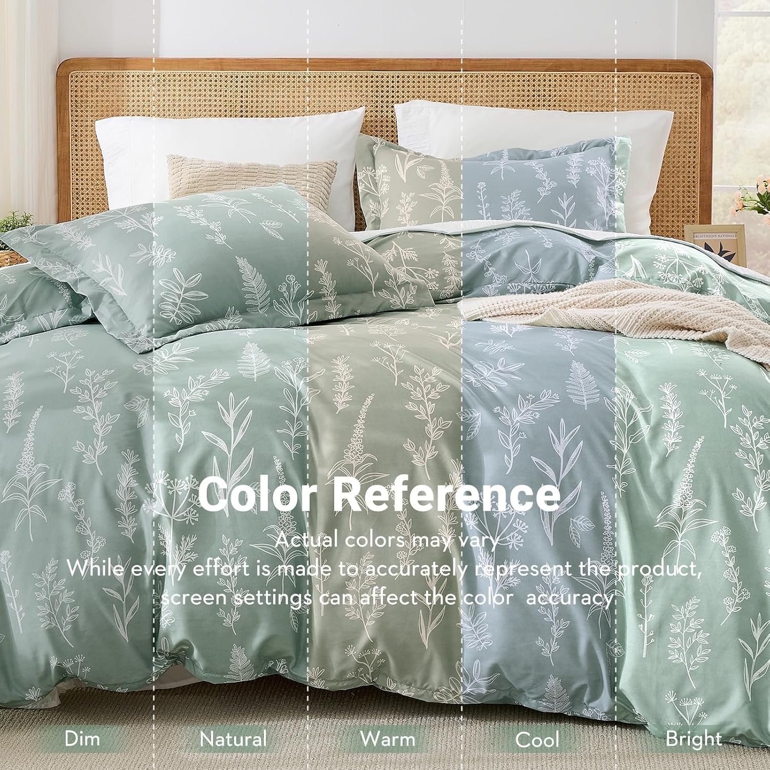 Detalle de MUXHOMO Queen Reversible Floral Duvet Cover Set with Zipper Closure (90"x90")