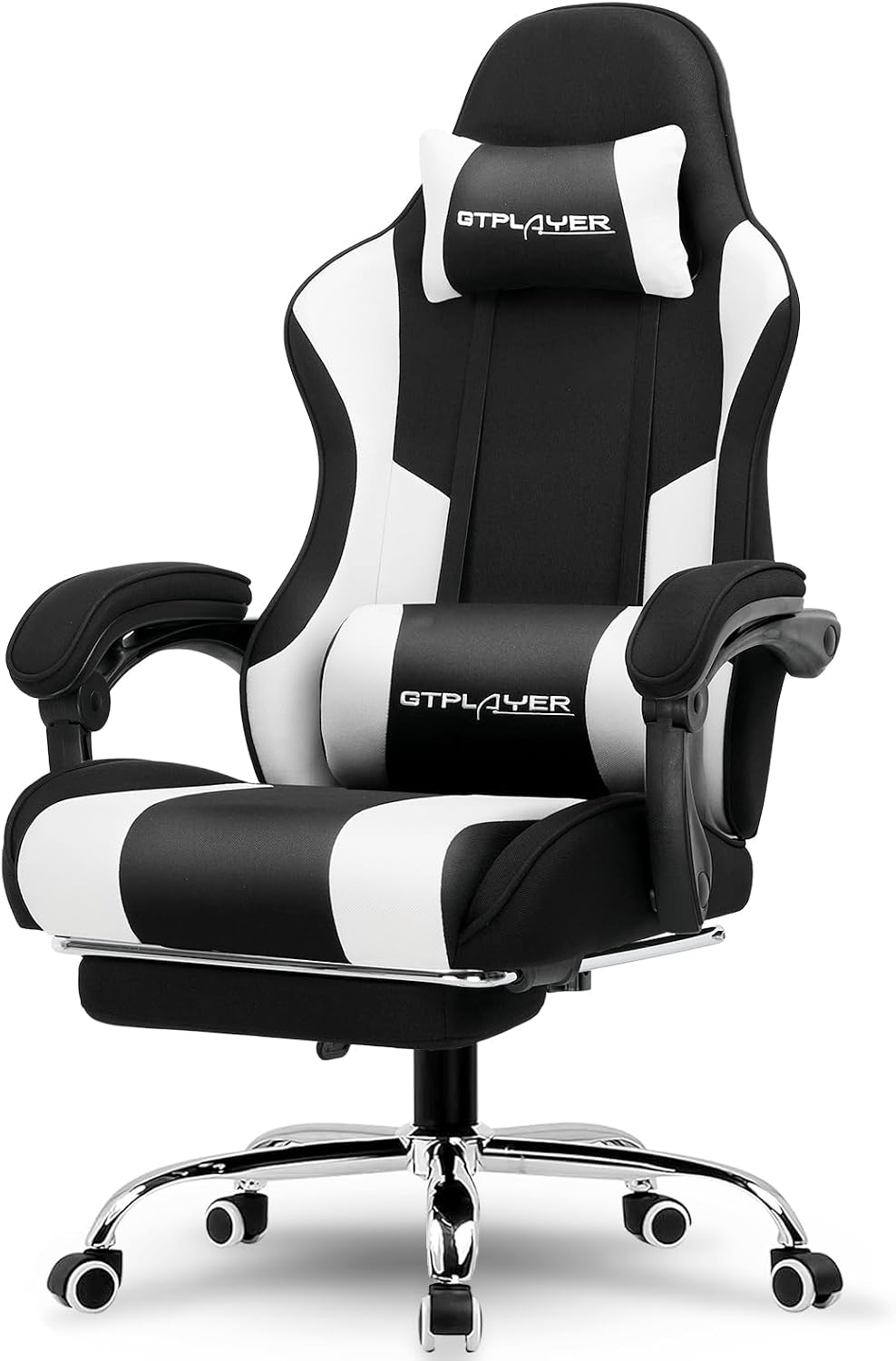 Thumbnail 4 de GTPLAYER sedia da gaming ergonomica bianca con poggiapiedi, supporto lombare massaggiante e schienale reclinabile 90–135°