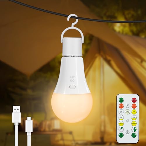 Detalle de Dehobo Bombillas Recargable con Mando y Cronómetro — 7W, E27, 3 Temperaturas de Color y Control USB-C
