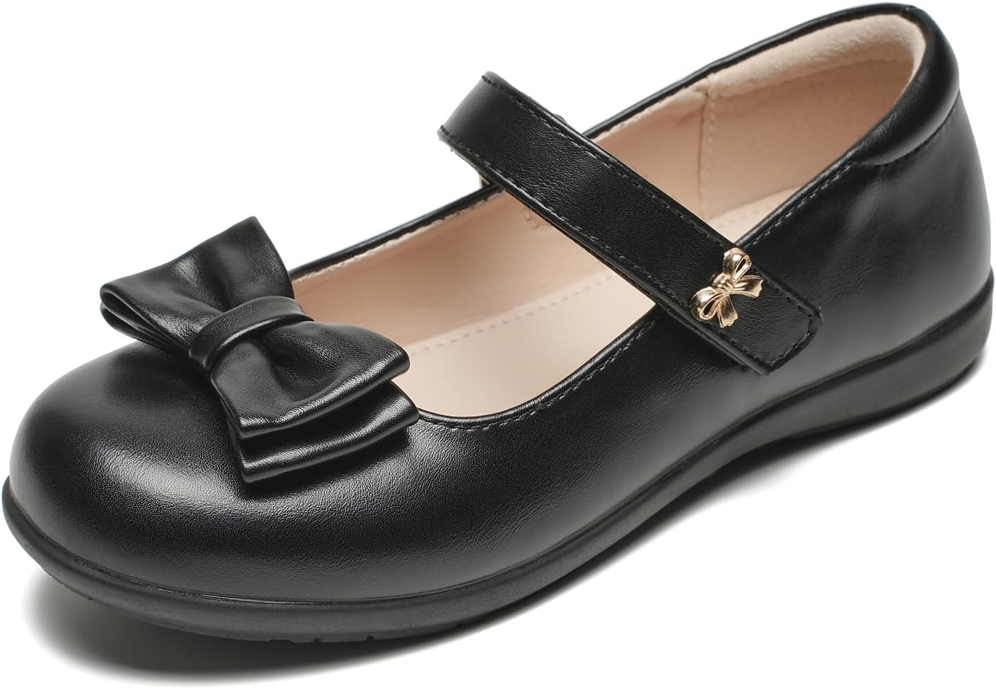 Detalle de Glamor Chaser A26Q1GF0019-20 Girls’ Black Mary Jane Shoes with Hook-and-Loop Strap