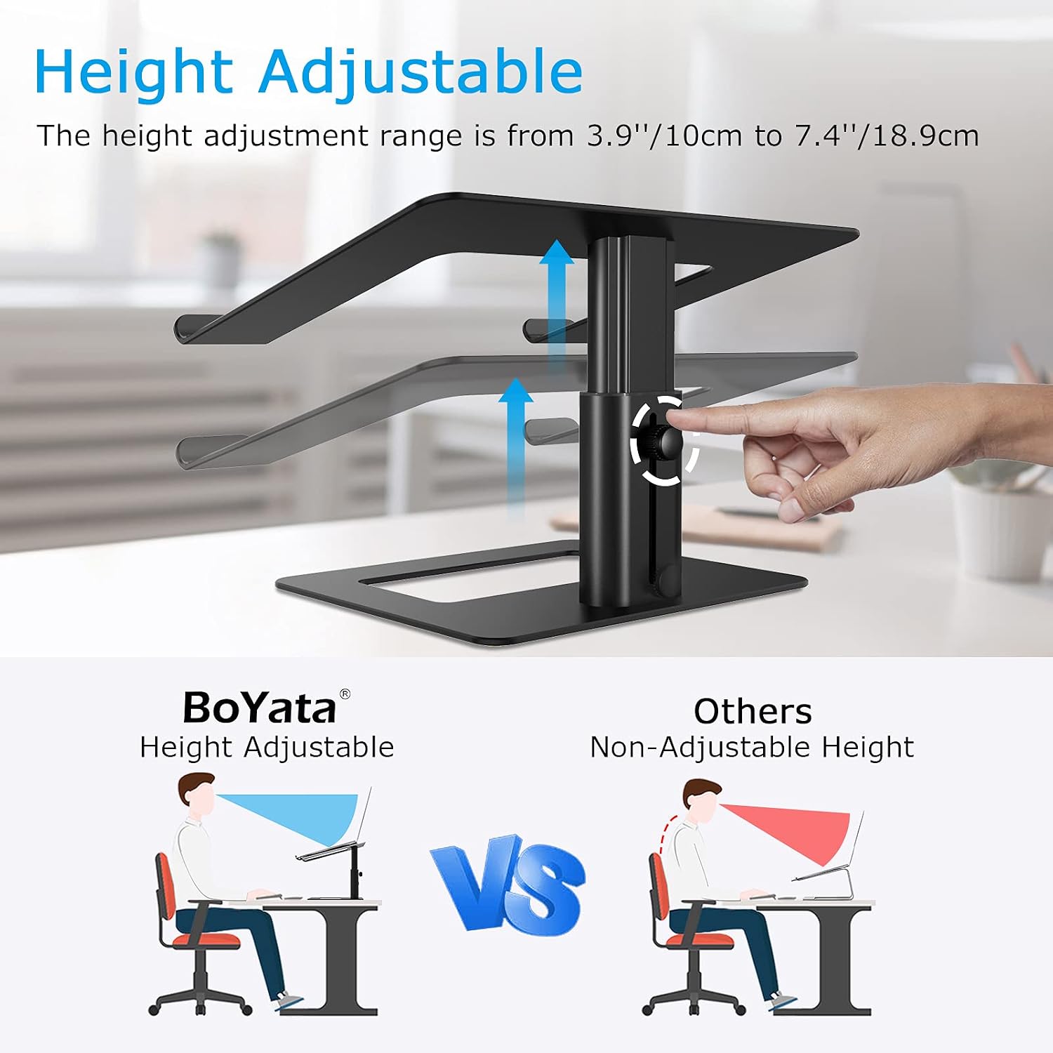 Detalle 2 de BoYata laptop stand, height adjustable 10 to 18.9cm