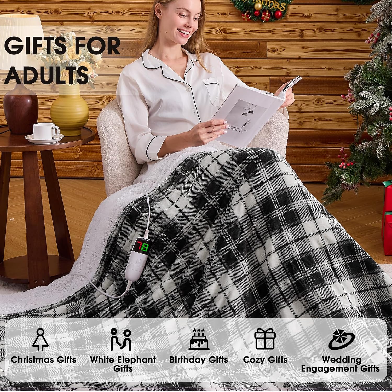 Detalle 2 de Black Heated Blanket Twin 62x84, 10 Heat Levels