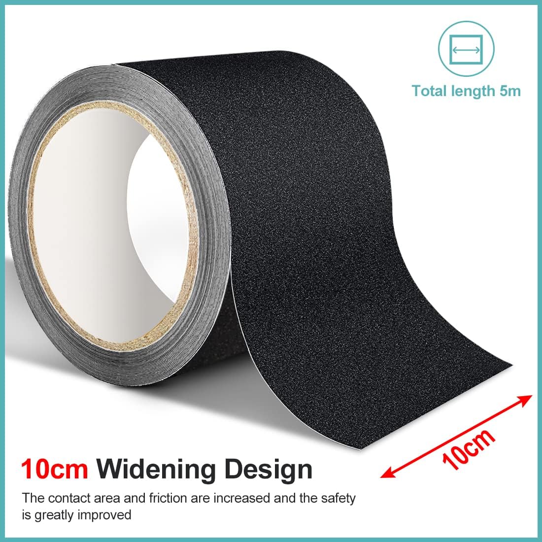 Thumbnail 1 de Nastro Adesivo Antiscivolo Nero XFXIA 10 cm x 5 m – Sicurezza per scale e superfici interne/esterne