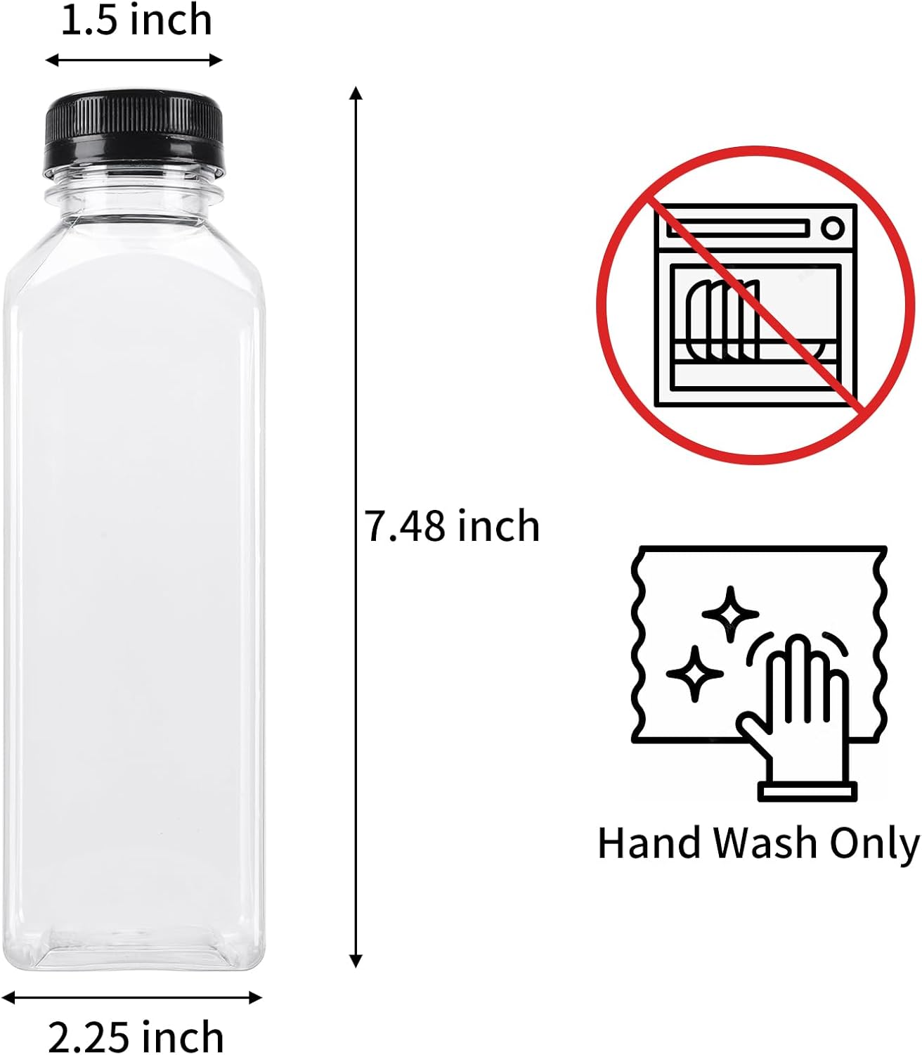 Thumbnail 1 de BAKHUK 36-Pack 16oz Empty Plastic Juice Bottles with Caps (Clear PET) + Lids, Brush, Funnel & Stickers