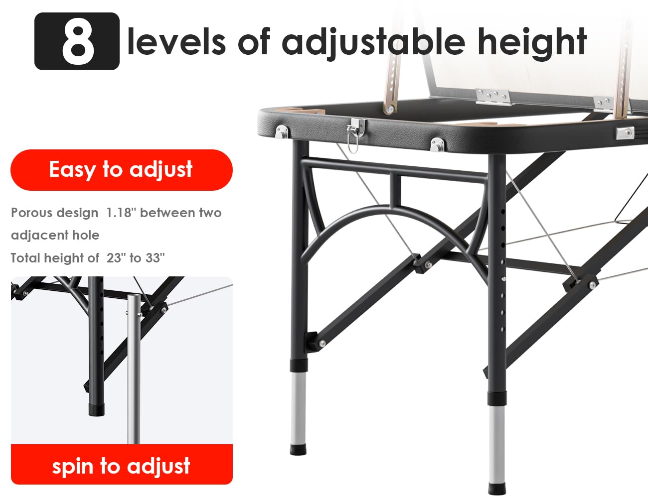 Thumbnail 3 de CLORIS 84" Professional Massage Table (Portable, 3-Section) — Height Adjustable with Carrying Bag