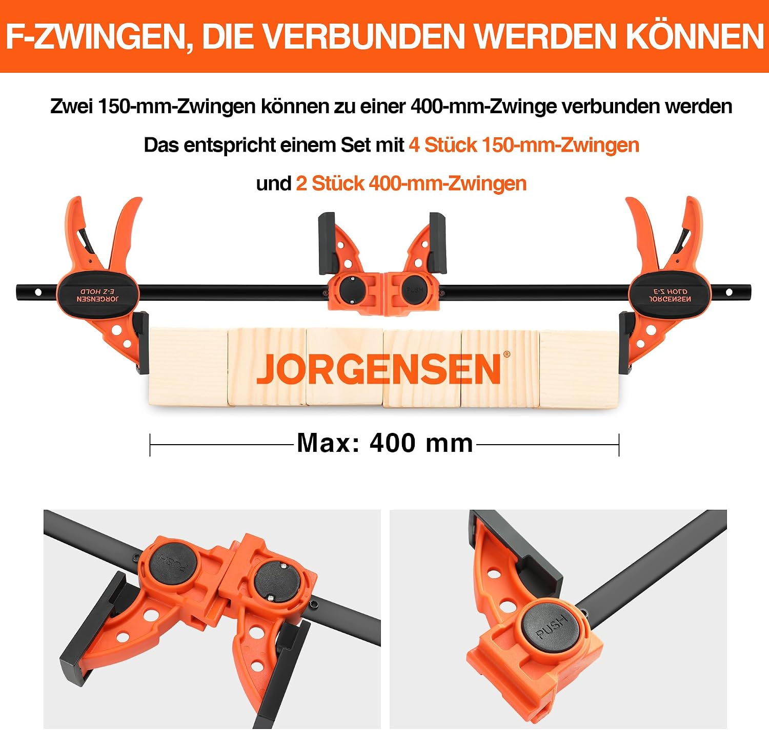 Detalle 2 de JORGENSEN Einhandzwingen Set 150 mm 4er-Pack