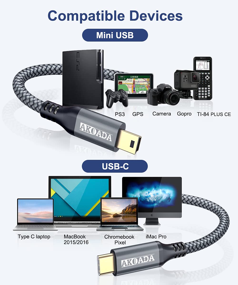 Thumbnail 4 de AkoaDa Datenkabel 3.0 M USB MINI 2.0 – Grau, Mini-B Ladekabel