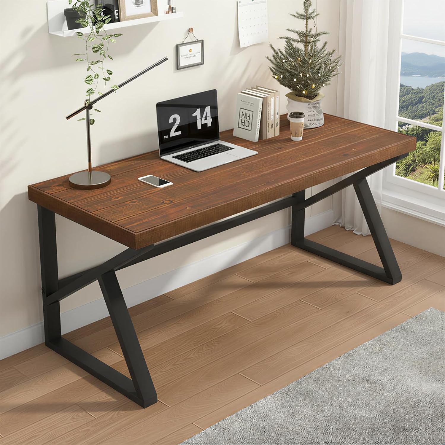 Thumbnail 4 de IBF Scrivania in vero legno massello da 119,4 cm: stile minimale e calore naturale per postazioni di lavoro