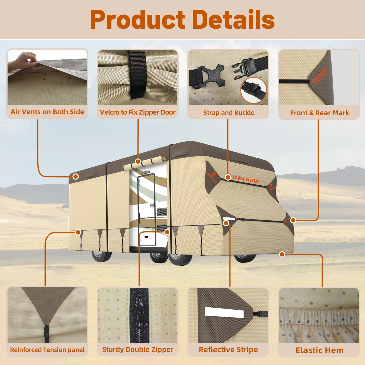 Detalle 2 de Umbrauto Class C RV Cover 23'–26' Heavy‑Duty