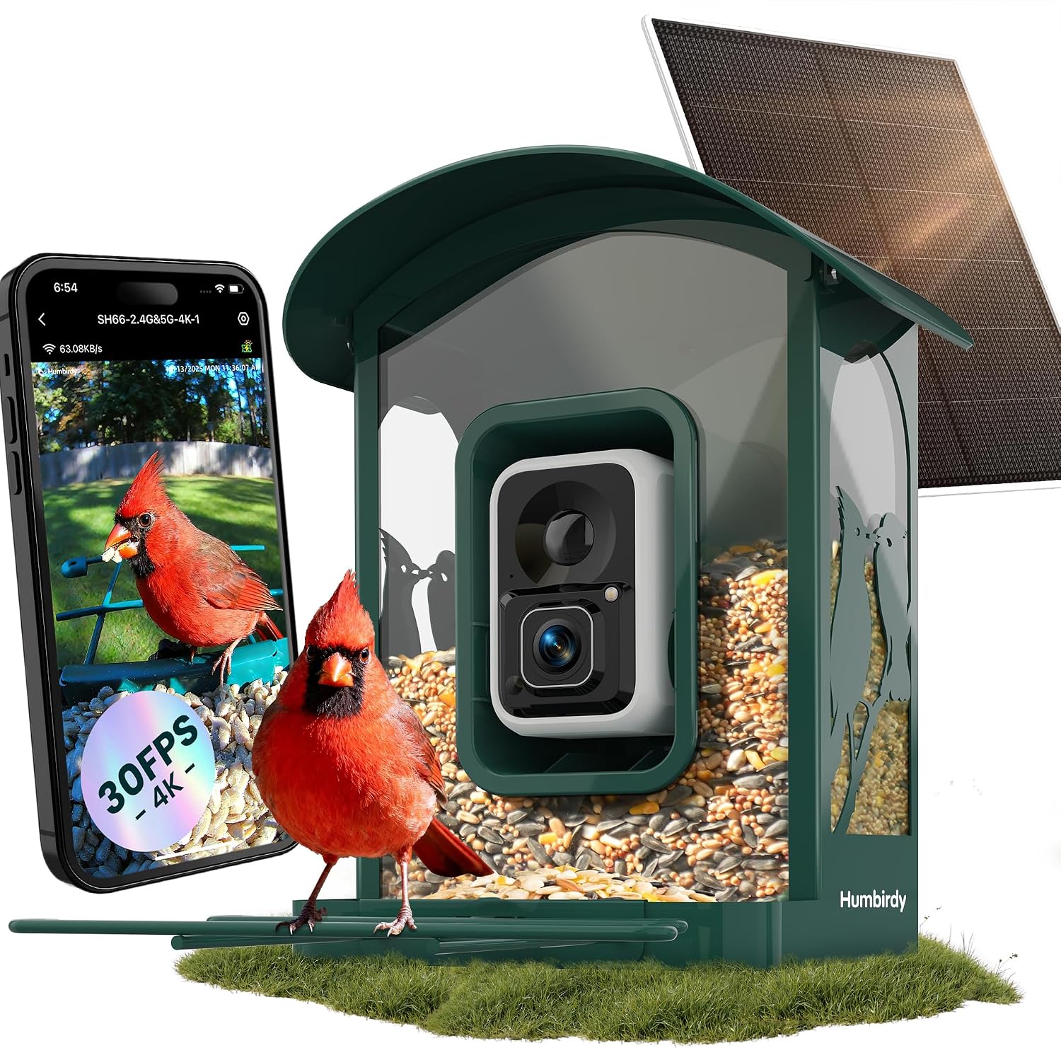 Detalle de Humbirdy SH66 4K Smart Bird Feeder Camera with Solar Power