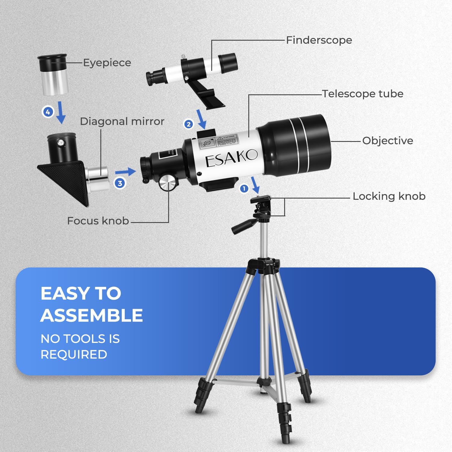 Thumbnail 5 de ESAKO 70mm beginner telescope with tripod