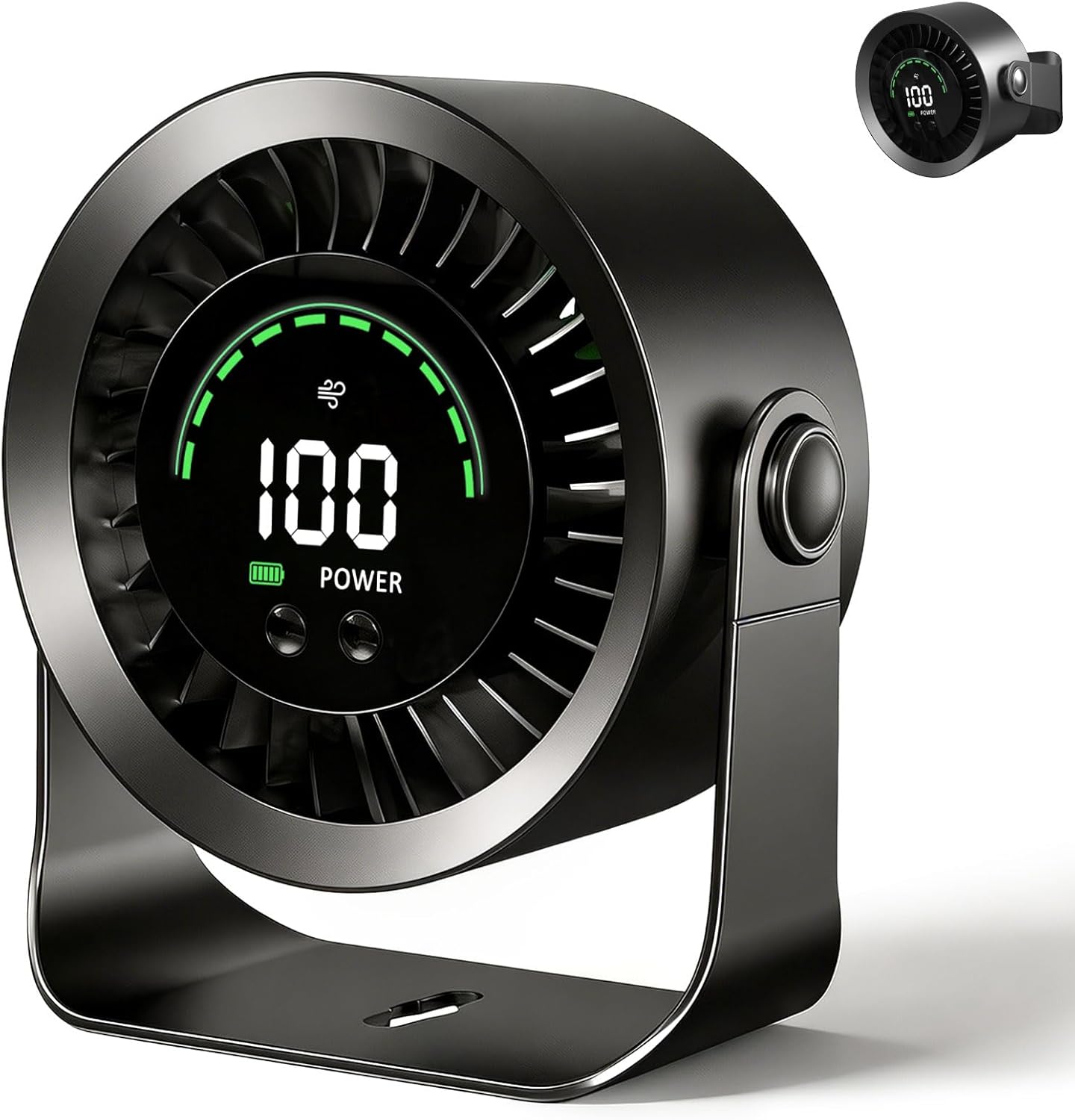 Detalle de Ventilatore da Tavolo Silenzioso con Display LED, Batteria 4000mAh e Rotazione 360° – Autonomia fino a 17 ore