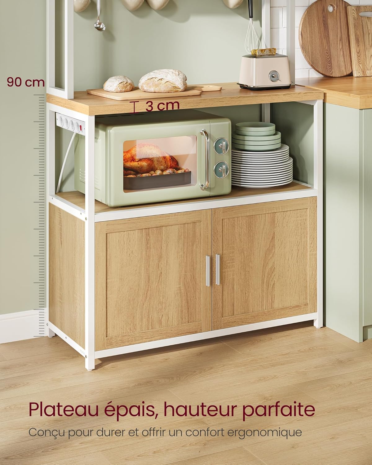 Detalle de VASAGLE KKS059YA02 Étagère de cuisine 90 cm