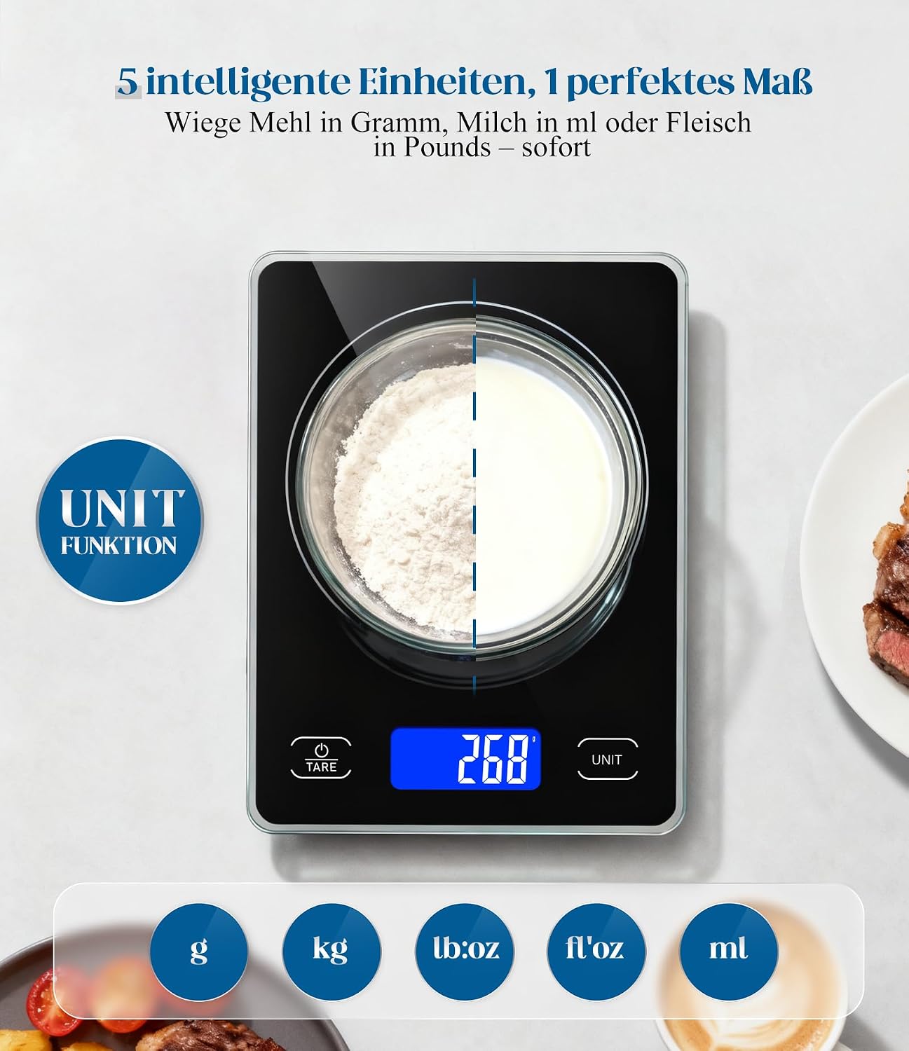 Thumbnail 5 de Küchenwaage Digital mit 15 kg Tragkraft – präzise, großem Display & Dual Power