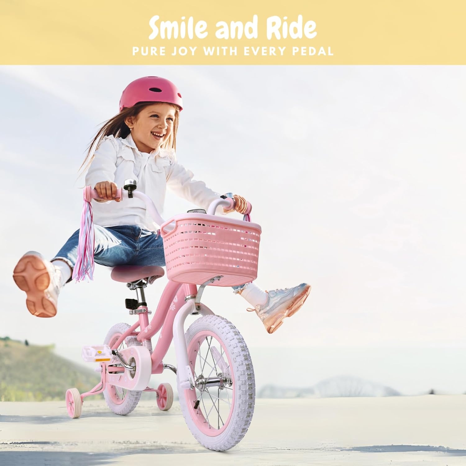 Thumbnail 5 de Bicystar Girls Bike for Kids Ages 2–5, 12/14/16/18 Inch Pink Bicycle with Training Wheels, Basket & Streamers
