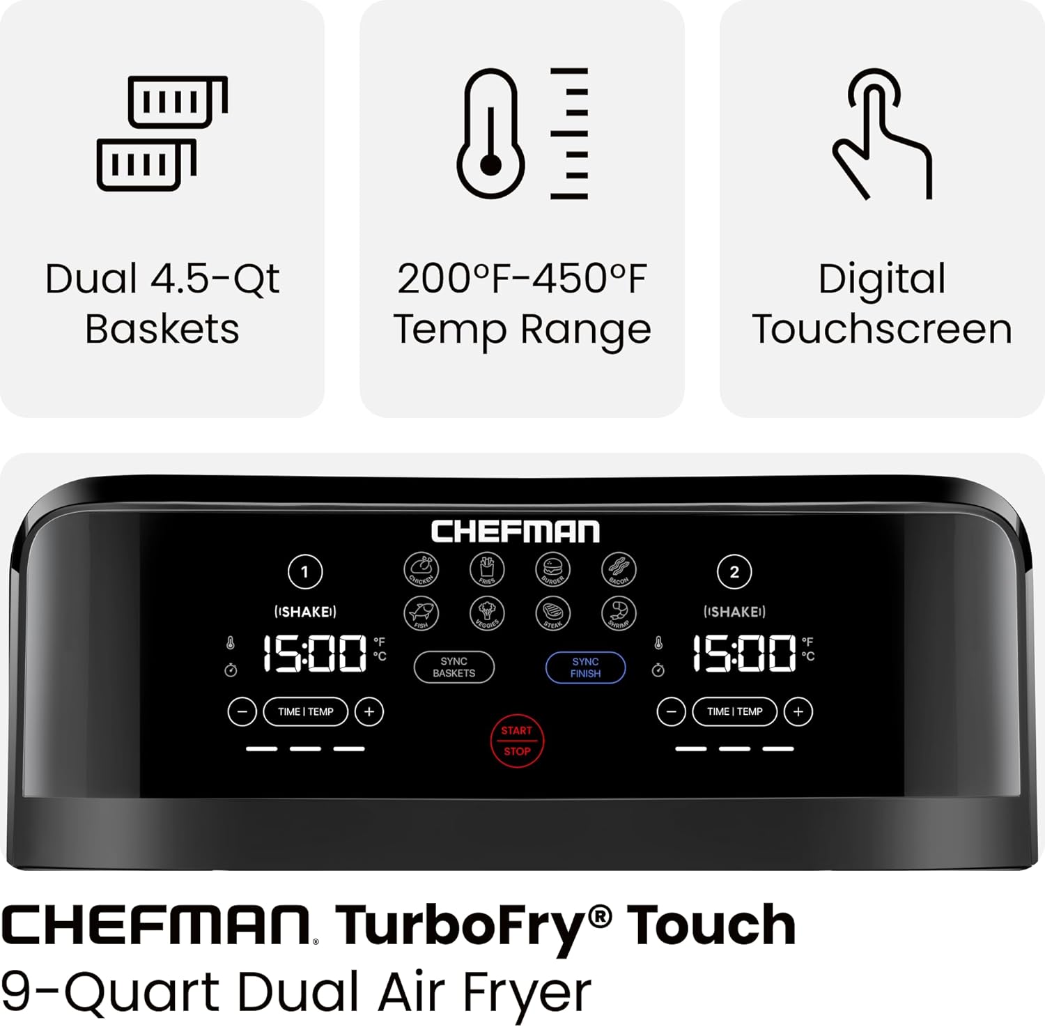 Detalle de Chefman TurboFry Touch 9-Quart Air Fryer
