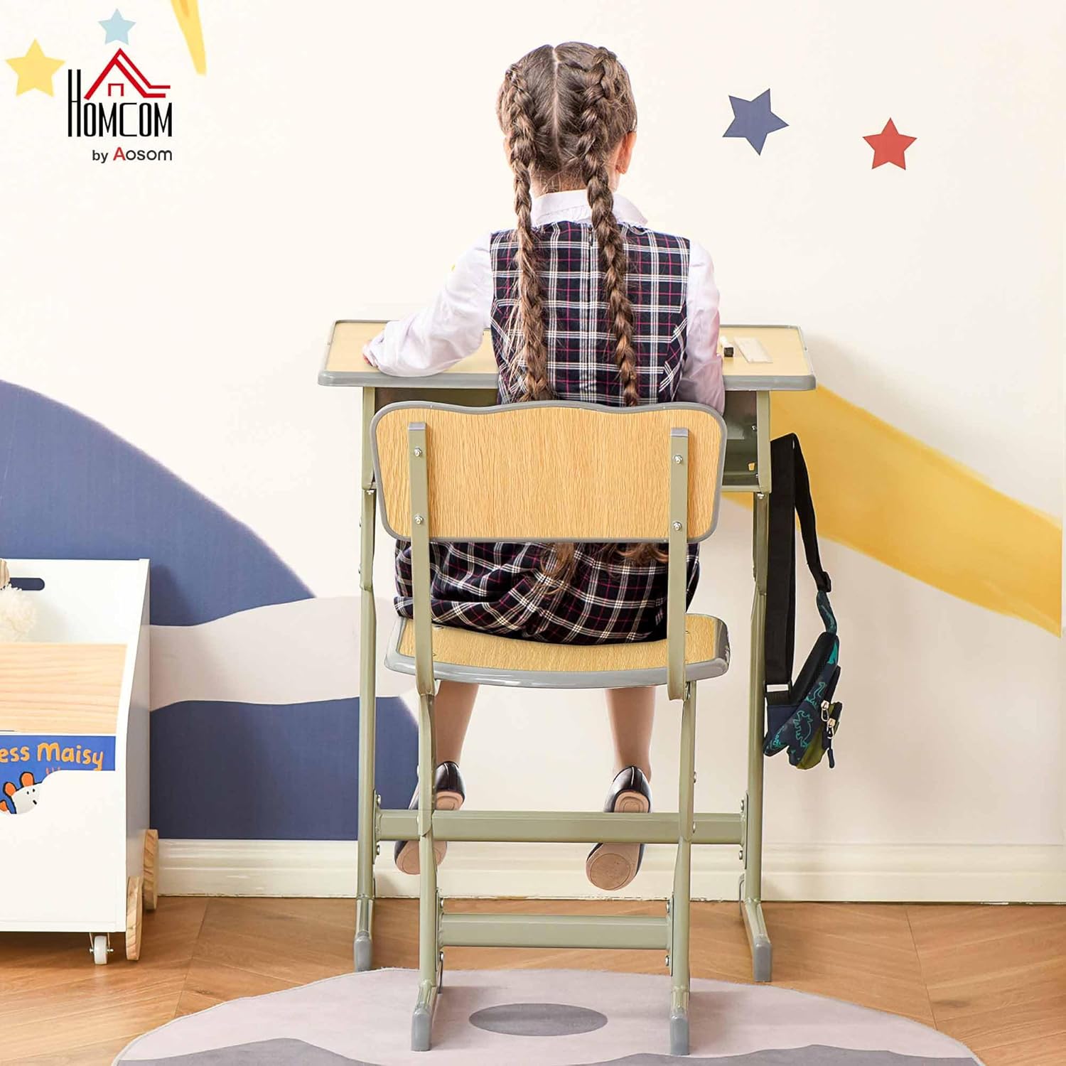 Detalle 2 de HOMCOM Bureau enfant vintage réglable