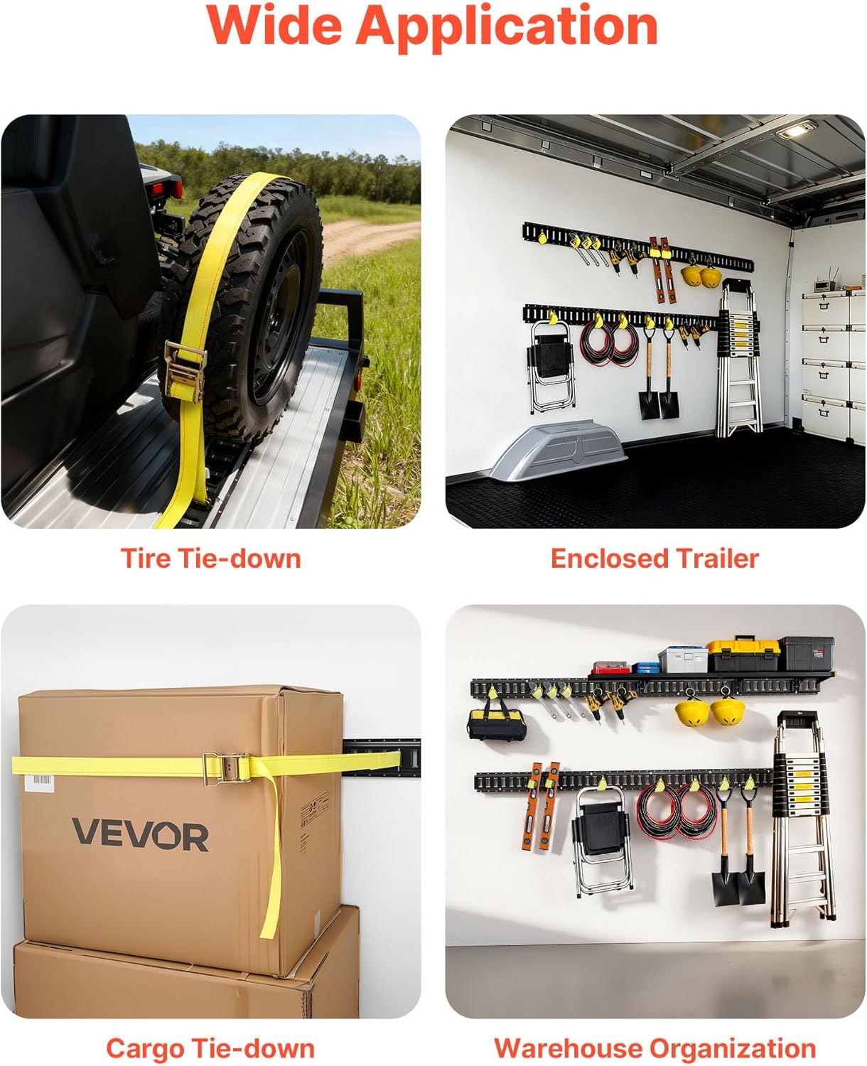 Detalle 2 de VEVOR kit rails d’arrimage E-Track (lot de 4 rails 2,3 m) – capacité annoncée 909 kg