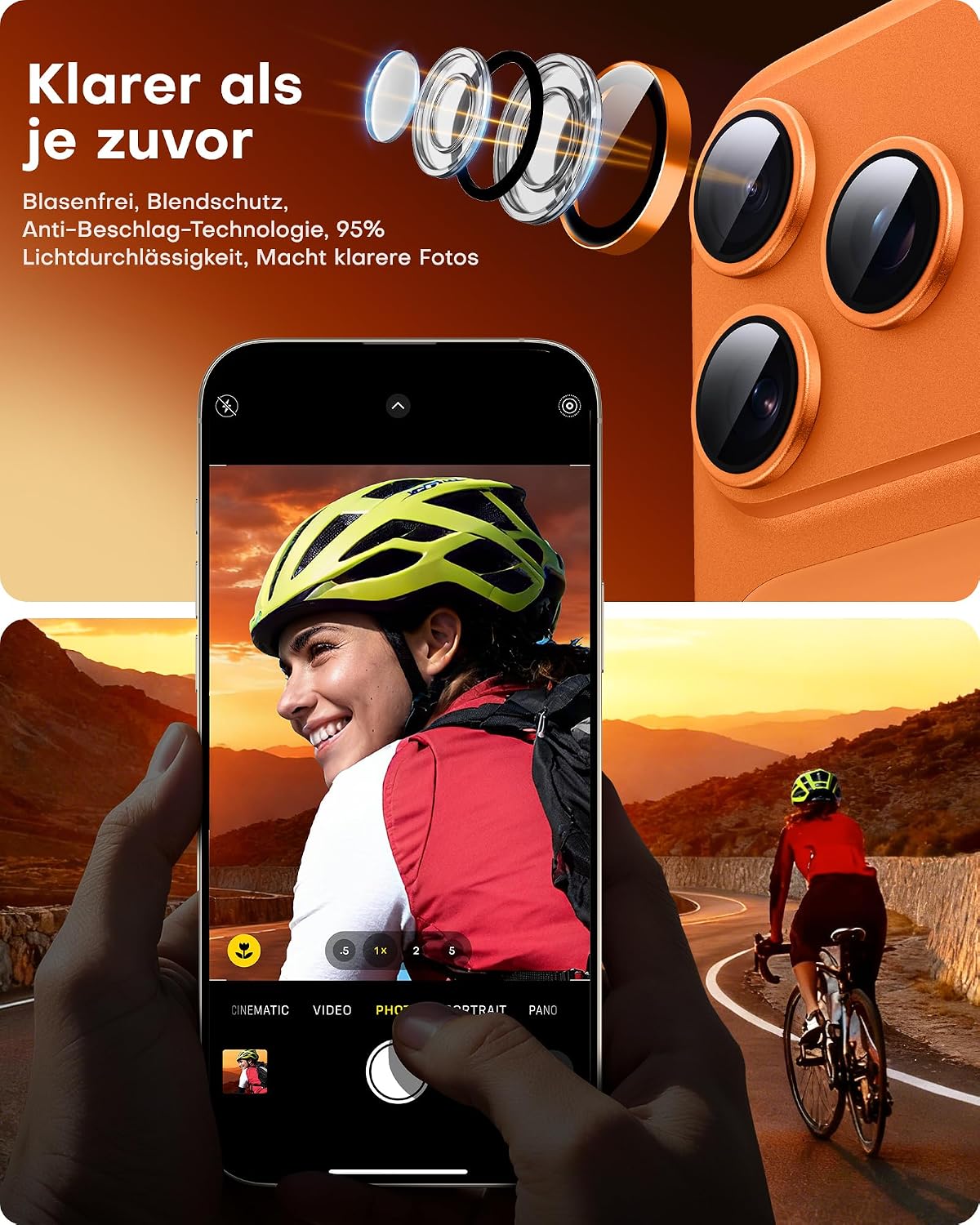 Detalle 1 de TOCOL Kameraschutz 2 Sets für iPhone 17 Pro/Pro Max