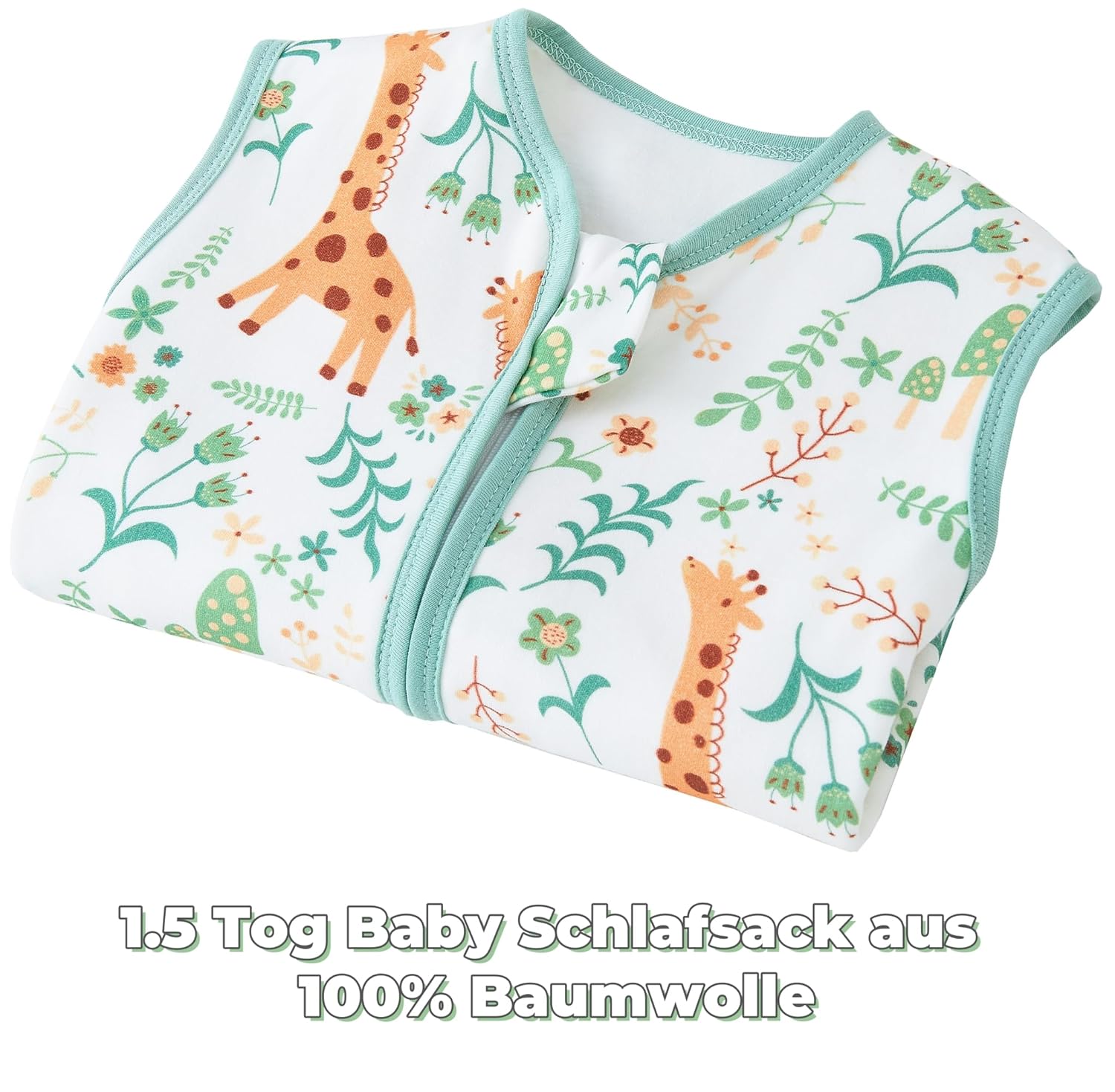 Detalle 2 de Chilsuessy Baby-Schlafsack mit Beinen und Füßen aus 100% Baumwolle (Ganzjahres 1.5 Tog) – Giraffe, 100 cm