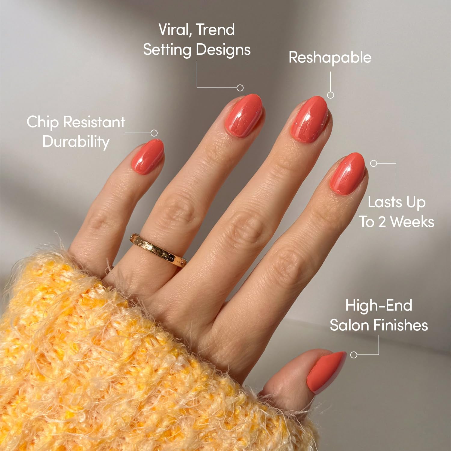 Thumbnail 2 de Glamnetic Press On Nails - Lush Coral (Short Oval) – A Bright, Glossy Coral for Quick Glam