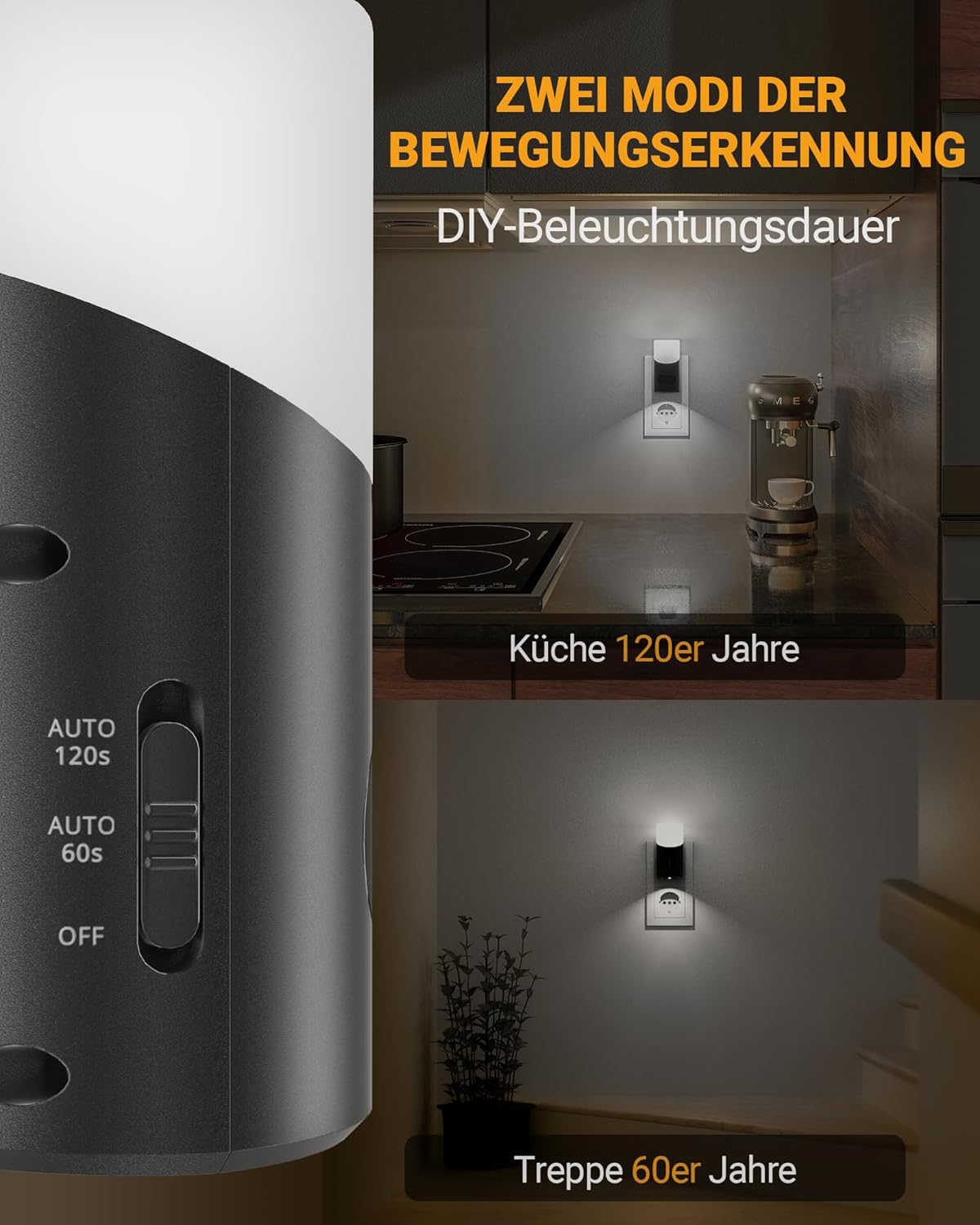 Thumbnail 2 de Lyridz Nachtlicht-Steckdose mit Bewegungssensor (2er-Set) – dimmbares LED-Nachtlicht kaltweiß, 6500K, 3 Modi