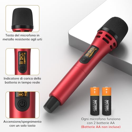 Detalle de TONOR TW350 Microfono Wireless Dinamico – Sistema professionale UHF a 60 m