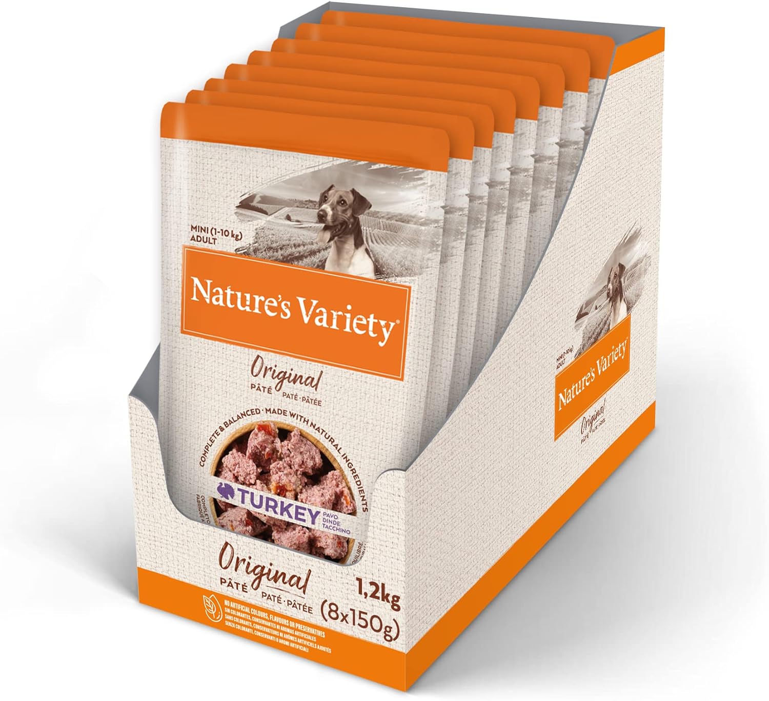 Detalle de Nature's Variety Original No Grain - Paté para Perros Adultos Mini con Pavo | Caja 8 x 150 g