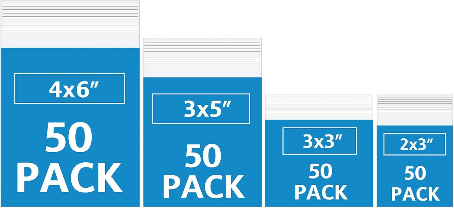 Detalle de Bonison Pbag4 Clear Zipper Bags, 4 Sizes, 2 Mil LDPE