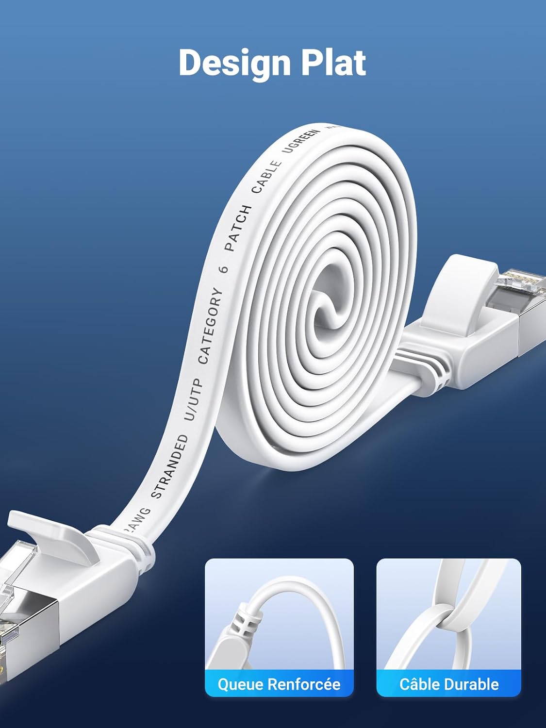 Detalle de UGREEN Câble Ethernet RJ45 Cat 6 30 m