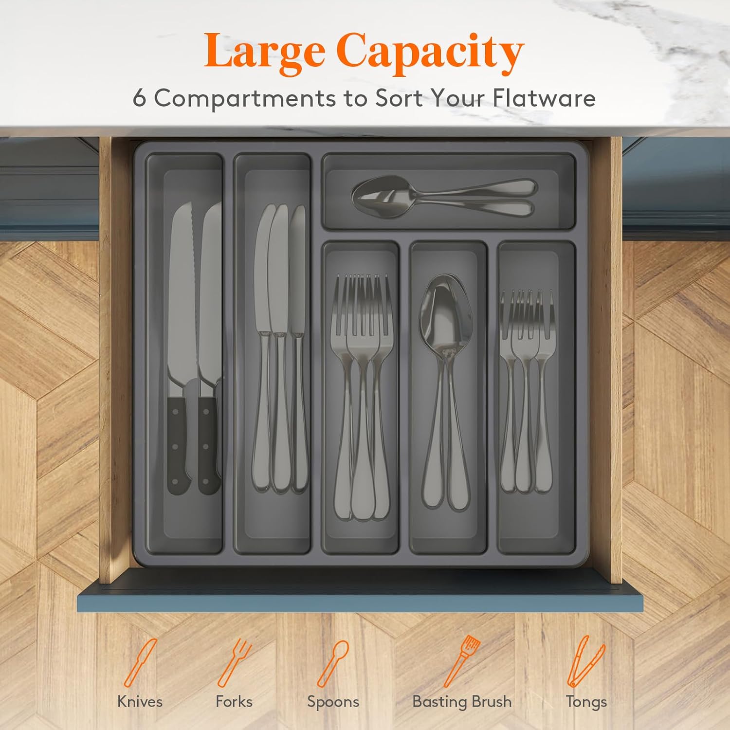 Detalle de Lifewit Silverware Organizer 12.6x11.8 in