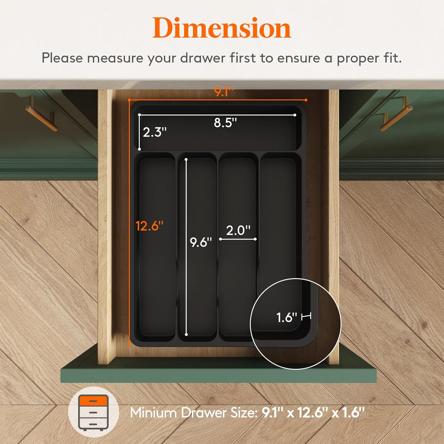 Detalle 2 de Lifewit Silverware Drawer Organizer Tray 9.1 x 12.6