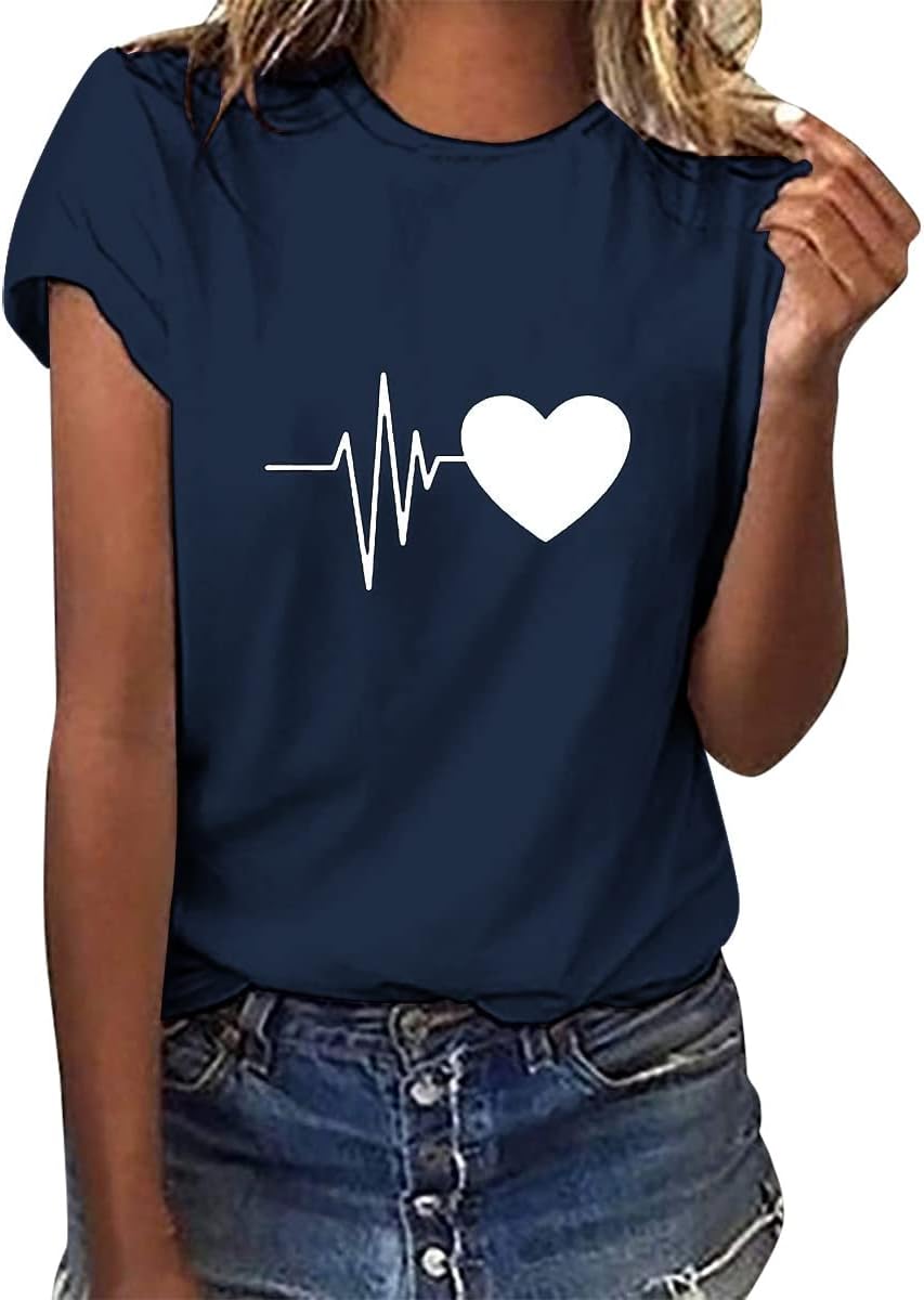 Thumbnail 6 de Tuopuda Damen T-Shirt Sommer Rundhals Kurzarm mit Smile-Print – Basic, bequem aus Baumwolle