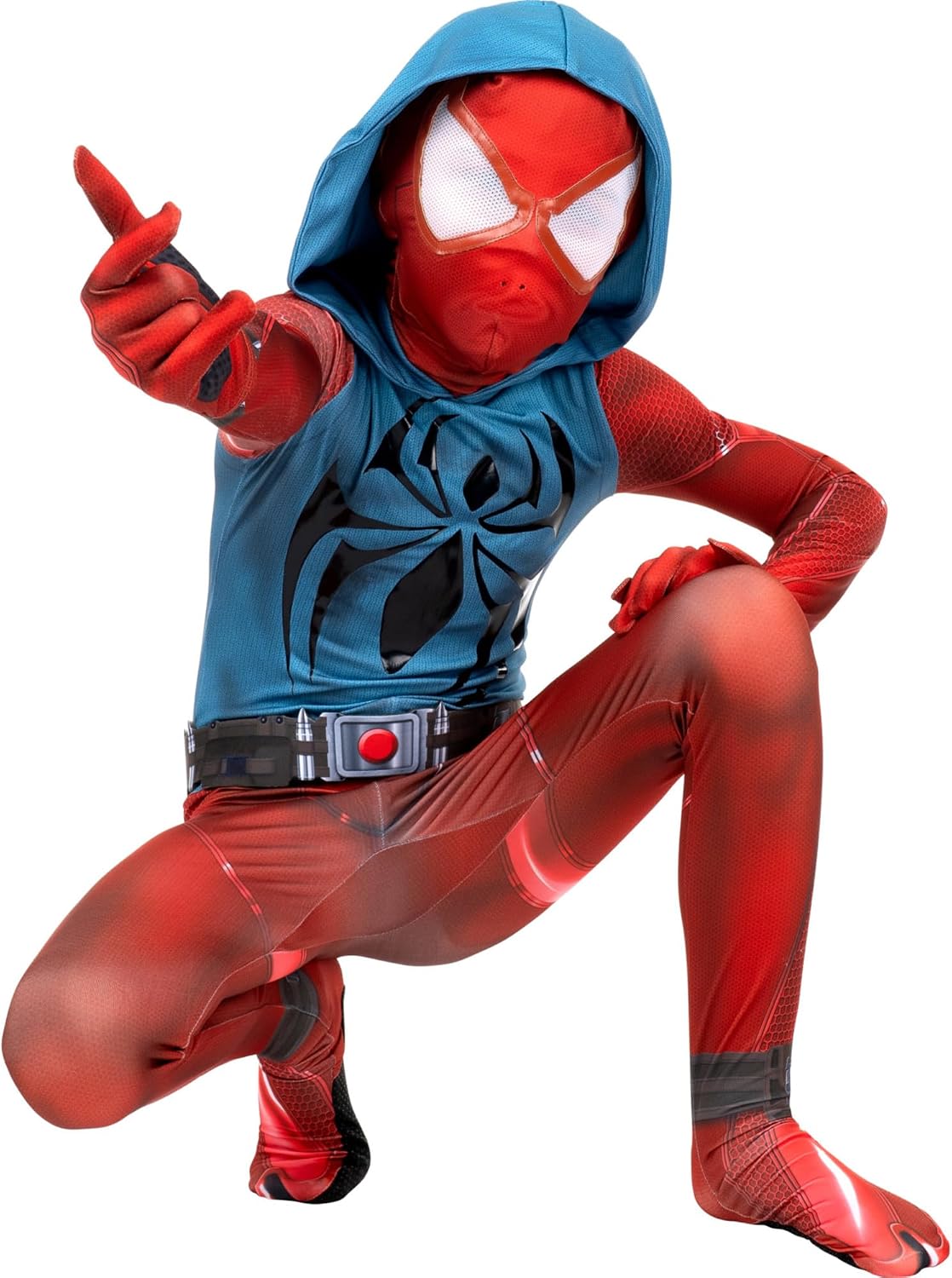 Detalle de MARVEL Scarlet Spider Youth Zentai Costume with Stretch Spandex and Detachable Mask