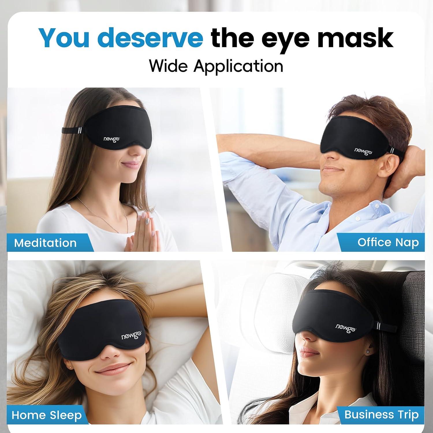 Thumbnail 6 de NEWGO 3D Cooling Eye Mask, Adjustable Black Gel Sleep Mask