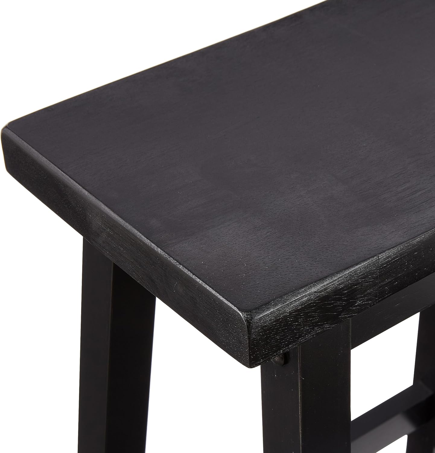 Detalle de Amazon Basics Küchenhocker aus Massivholz – 2er-Set, 74 cm, Schwarz, Sattelsitz