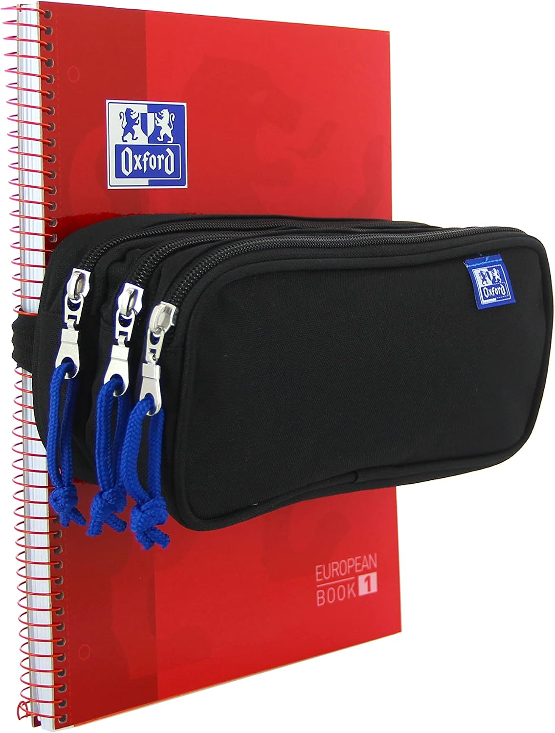 Thumbnail 3 de Astuccio scuola Oxford a 3 scomparti con elastico in gomma e tripla cerniera, nero