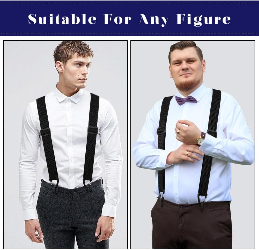 Thumbnail 4 de AOOWU Bretelles Homme réglables 3,5 cm avec 4 clips heavy duty – style élastiques