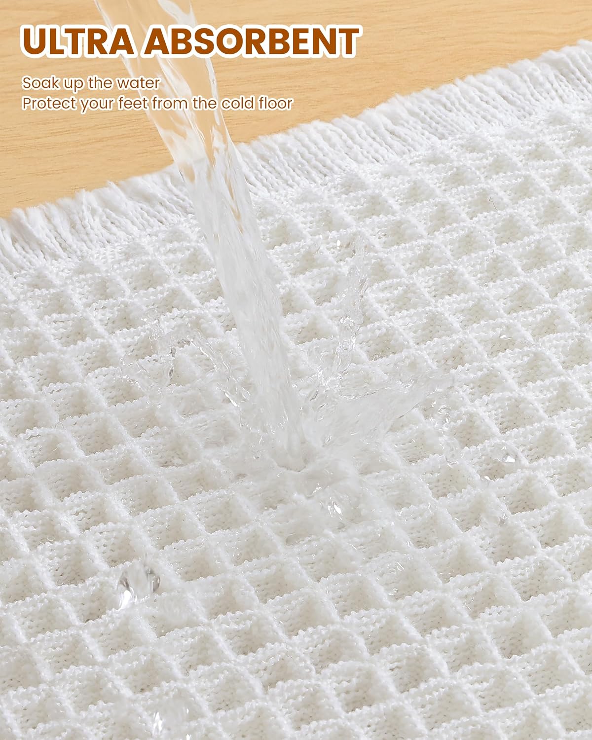 Detalle 2 de Smiry Waffle Bath Mat 30x20 — Extra Soft, Highly Absorbent, Non-Slip & Machine Washable