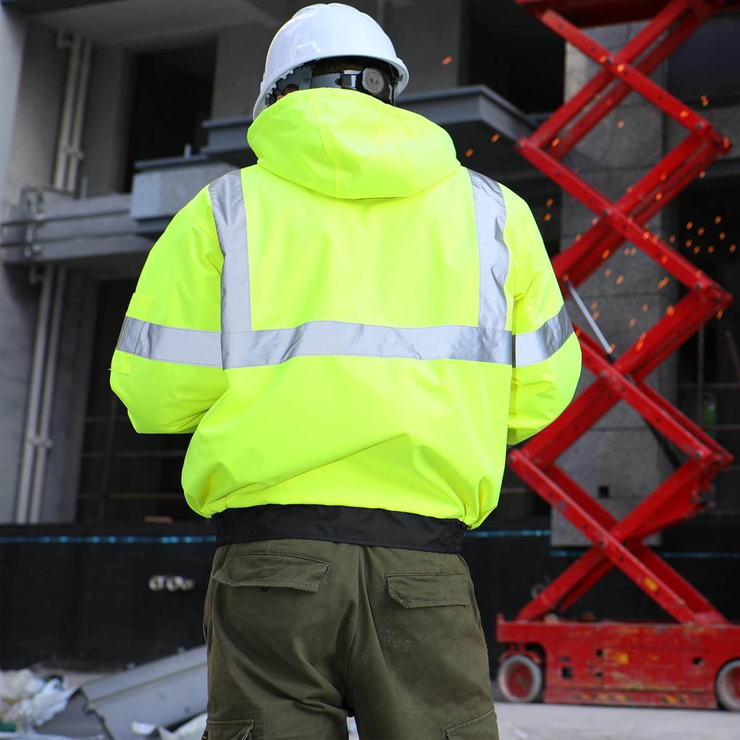 Detalle de sesafety Class 3 Hi-Vis Bomber Jacket, Waterproof 300D Oxford with Fleece Lining