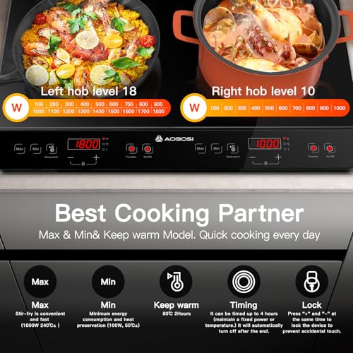 Detalle 2 de AAOBOSI Double Induction Hob with Independent Dual Zones (2800W)