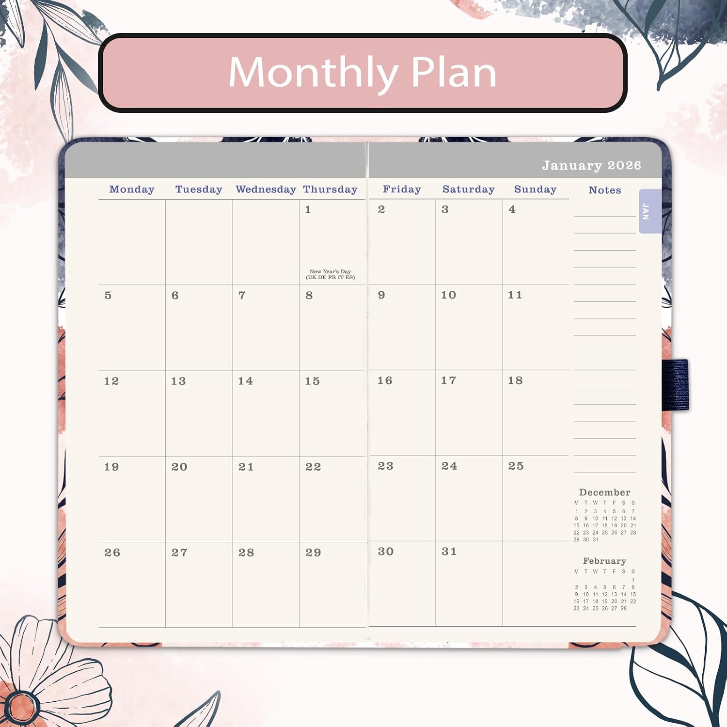 Detalle de 2026 Pocket Diary Week-to-View 16ร10 cm ๐