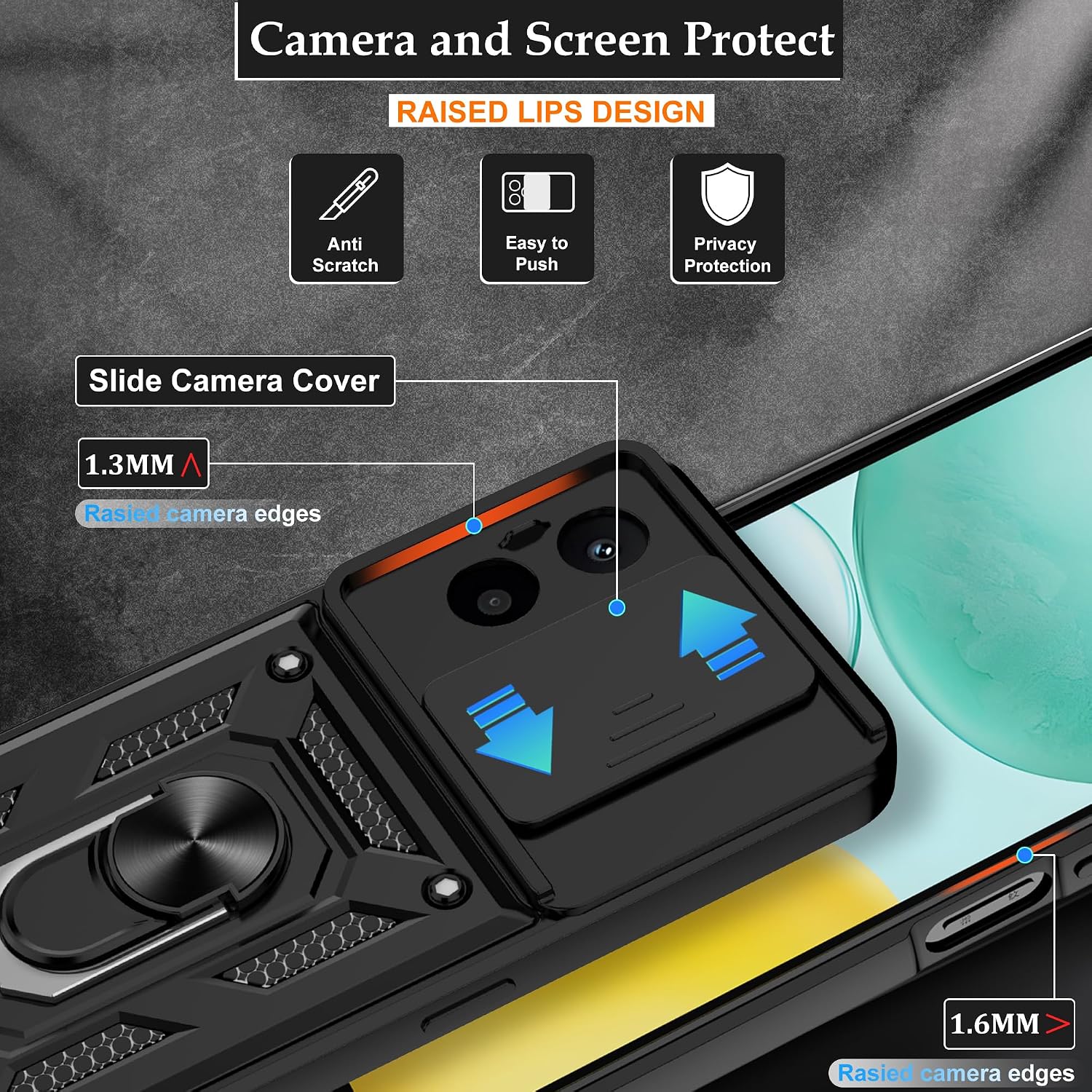 Thumbnail 4 de Jshru Case for Honor X6c with Screen Protector and Ring Kickstand (Rose Gold)
