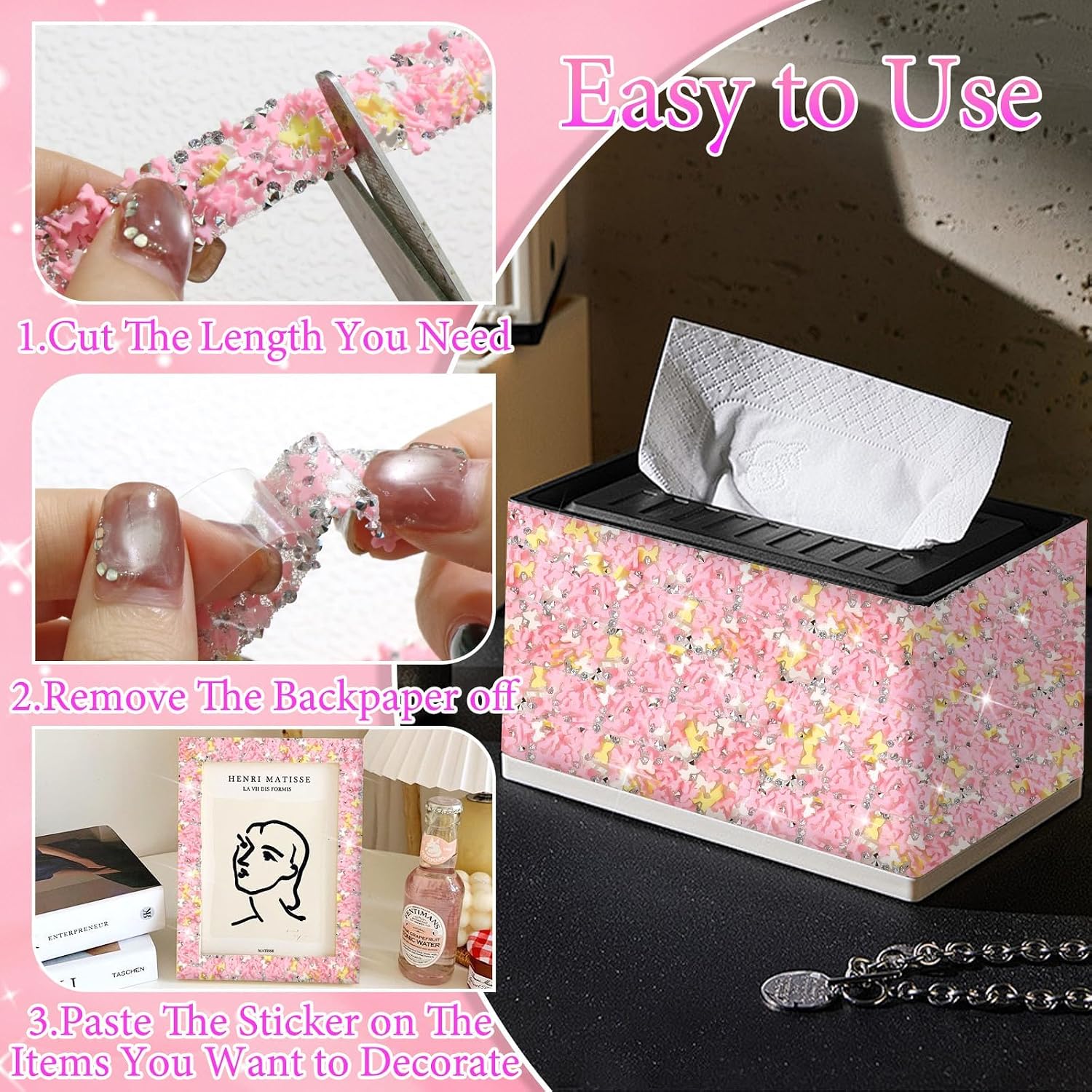 Thumbnail 2 de FULZTEY Rhinestone Ribbon Sticker, 3 Yards