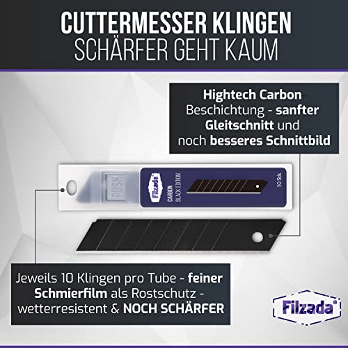 Detalle 2 de Filzada® 50x Cuttermesser Klingen 18mm Black – Carbonstahl Ultrascharf