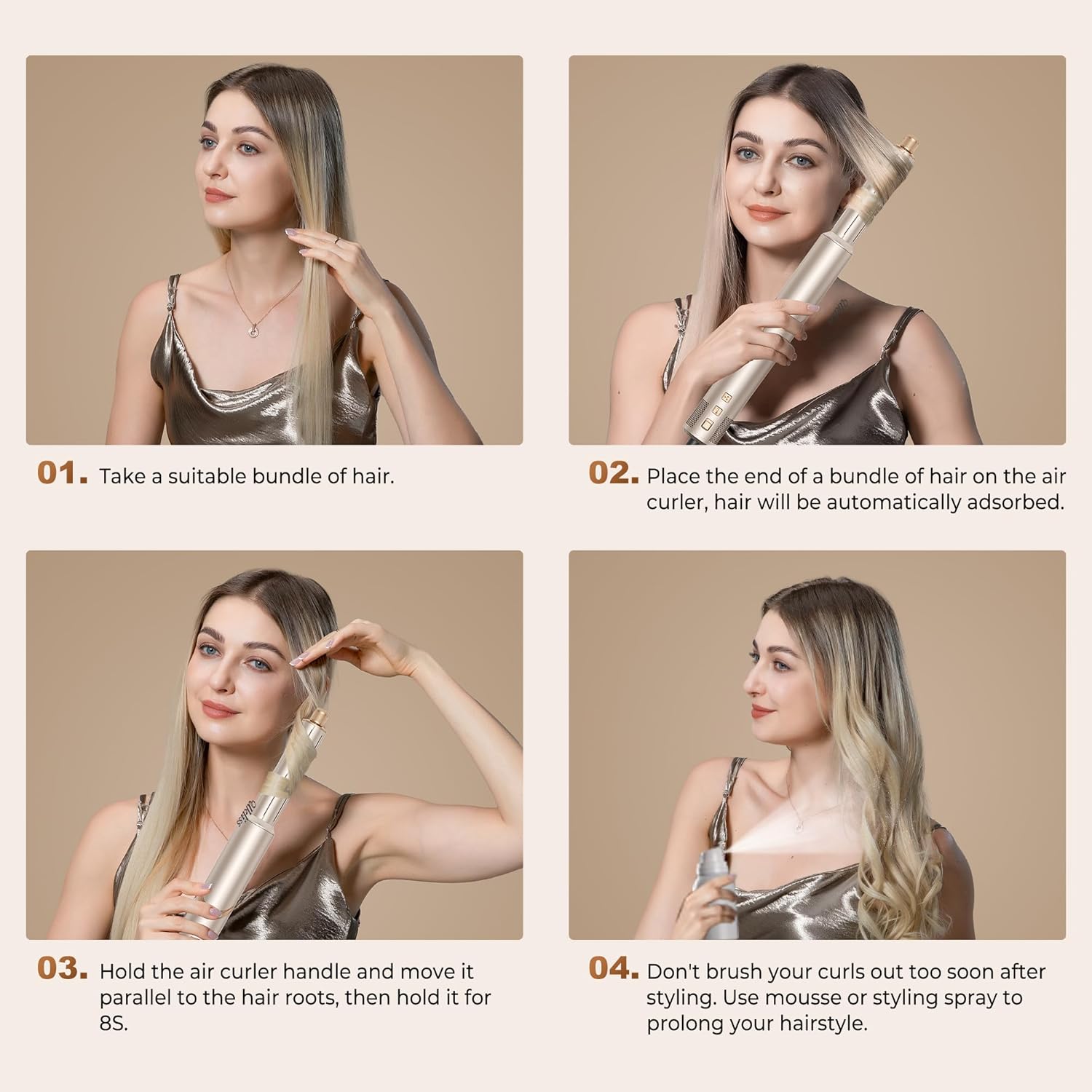 Thumbnail 6 de UKLISS Set Airstyler 8 in 1 (Pro Hairstyler) con spazzola asciugacapelli ionica e arricciacapelli automatici