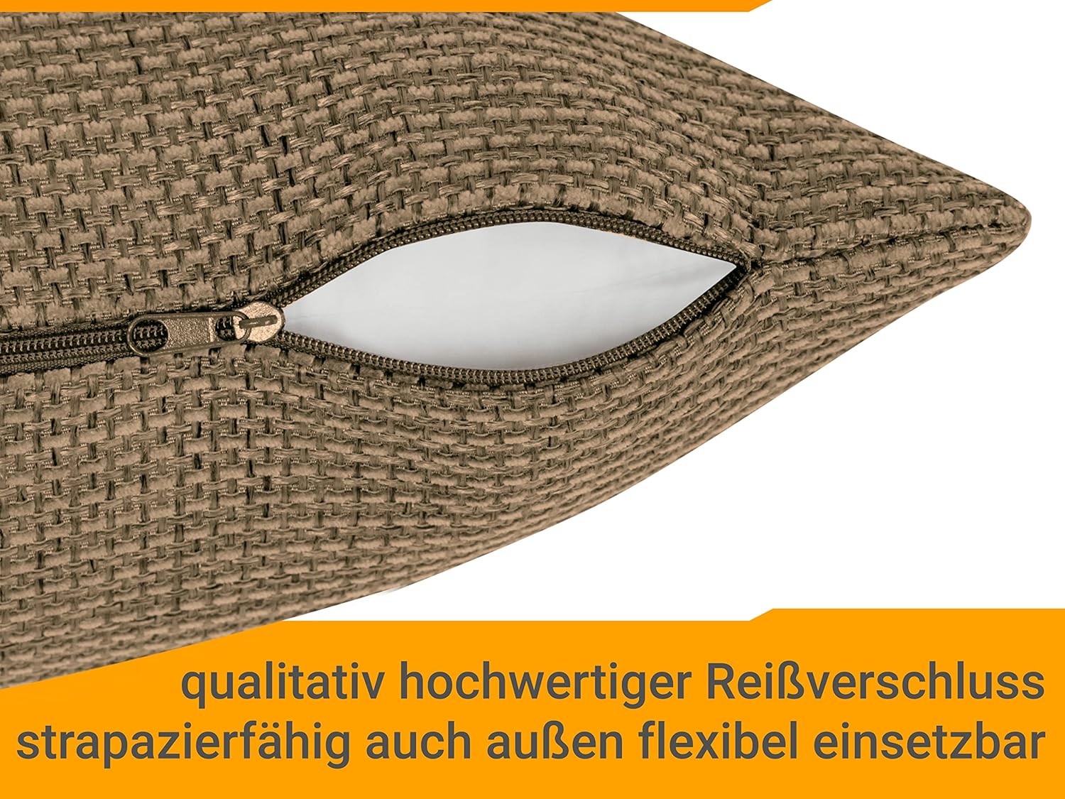 Thumbnail 4 de npluseins Lot de 2 Housse Coussin 50x50 Nougat chiné – Tissage texturé et style raffiné