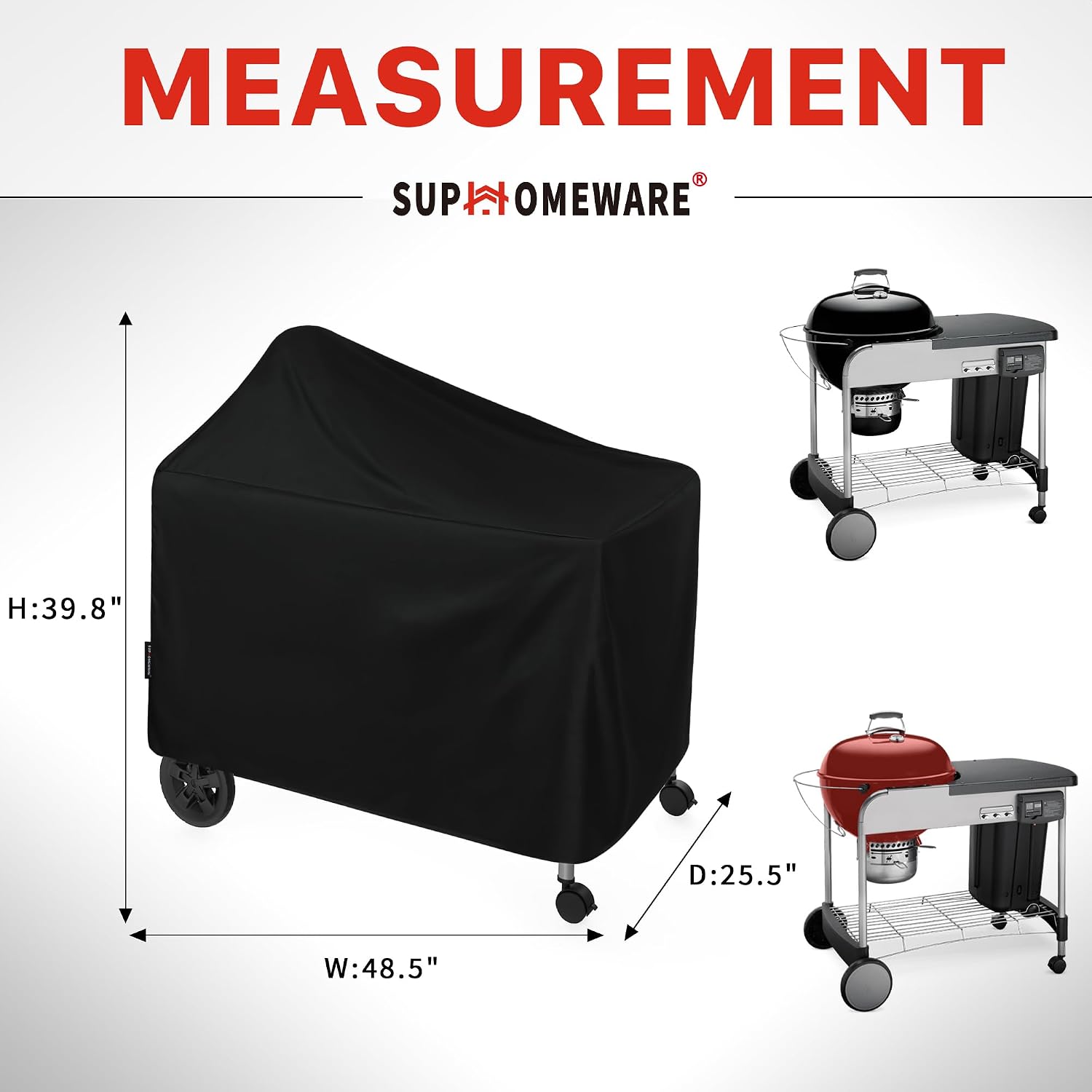 Detalle de Suphomeware H 7152 BBQ Grill Cover, 600D Waterproof Polyester, Black