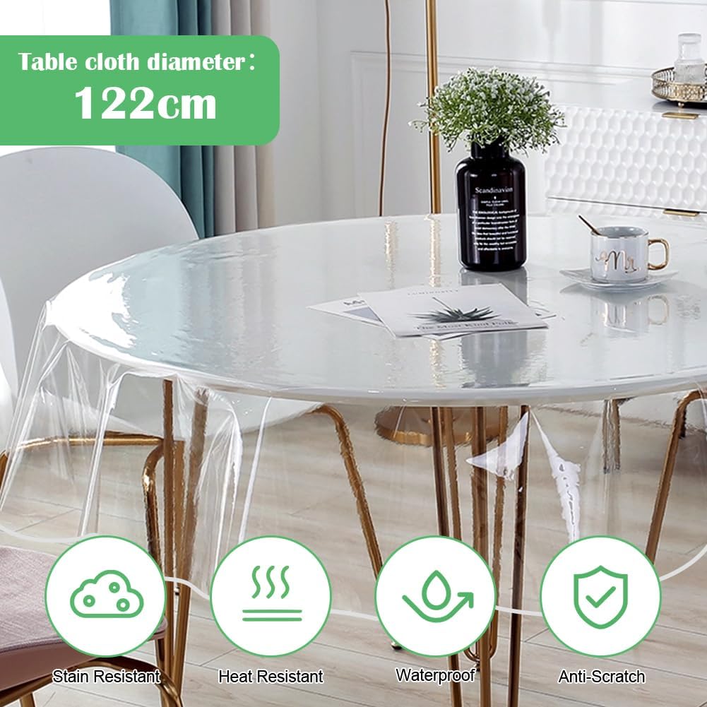 Detalle 2 de DASIAUTOEM Tischdecke Transparent Rund, Durchsichtige Tischdecke, Tischfolie Durchsichtig, PVC Folie Fettdicht Tischschutzfolie Tischschutz, Rund Klarsicht Durchmesser 122 cm
DASIAUTOEM Tischdecke Transparent Rund, Durchsi…