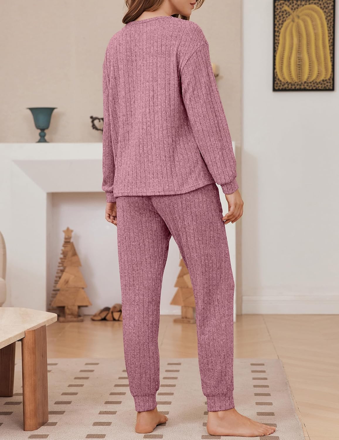 Detalle de Ekouaer Women's Knit Pajama Set